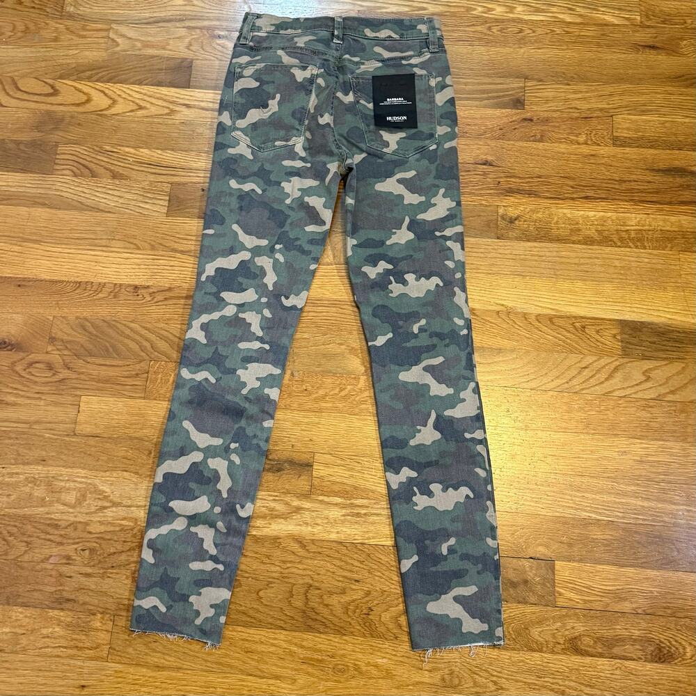 Hudson Women’s 26 Green Camouflage Barbara High Waist Super Skinny Ankle Jeans - Picture 7 of 12